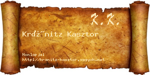 Kránitz Kasztor névjegykártya